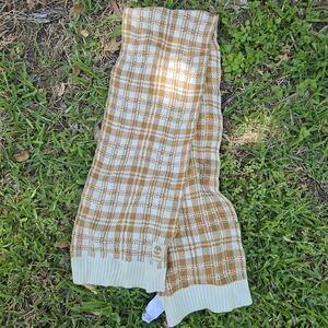 Timberland Plaid Scarf Nwt Tan And White